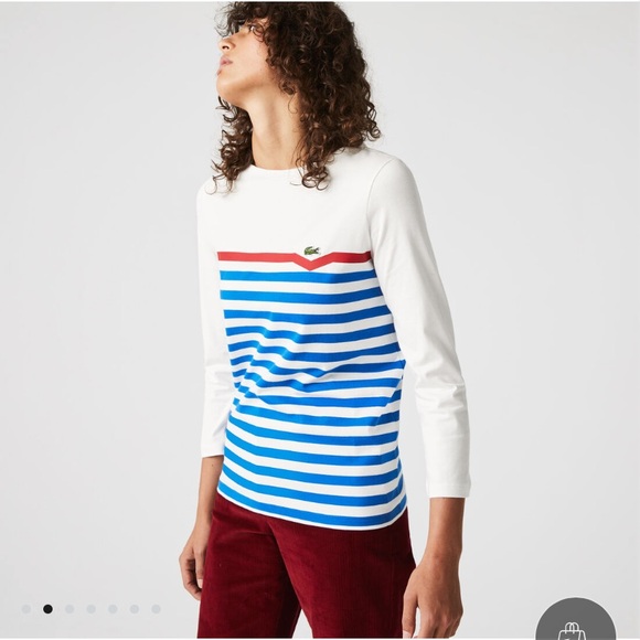 Lacoste Tops - Women’s Lacoste Made In France Striped Organic Cotton T-shirt